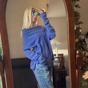 Cashmere Lord & Taylor Off-Shoulder Sweater in Rich Blue